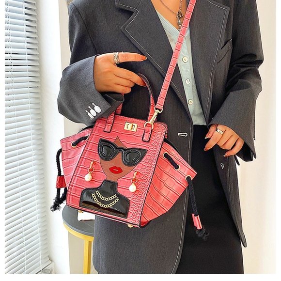 Women's Pink Swag Vintage Style Crocodile Pattern Leather Handbag Size Small - Picture 1 of 2